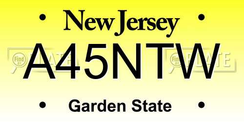 A45NTW New Jersey License Plate