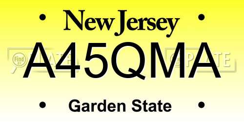 A45QMA New Jersey License Plate