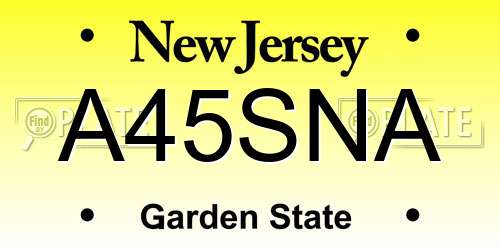 A45SNA New Jersey License Plate