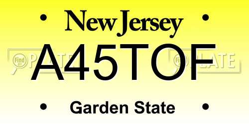 A45TOF New Jersey License Plate