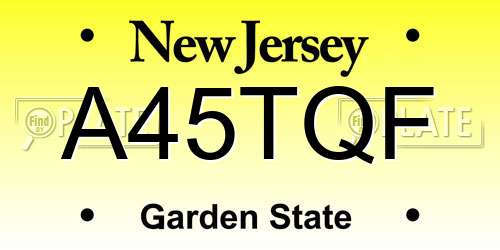 A45TQF New Jersey License Plate