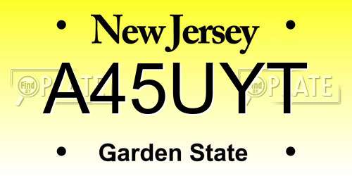 A45UYT New Jersey License Plate