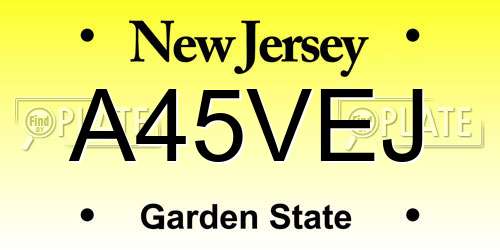 A45VEJ New Jersey License Plate