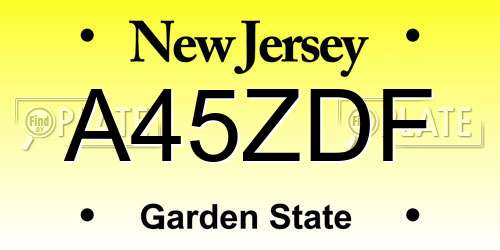 A45ZDF New Jersey License Plate
