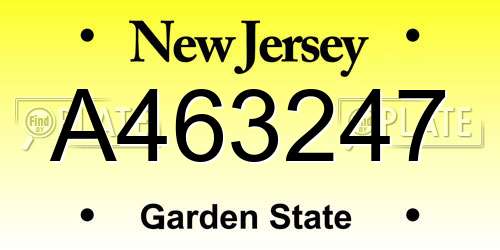 A463247 New Jersey License Plate