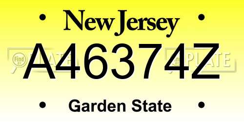 A46374Z New Jersey License Plate