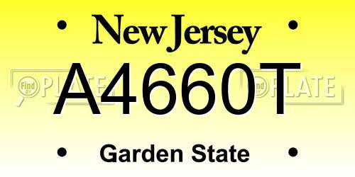 A4660T New Jersey License Plate