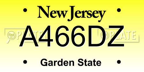 A466DZ New Jersey License Plate