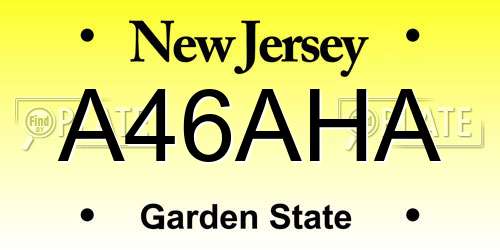 A46AHA New Jersey License Plate