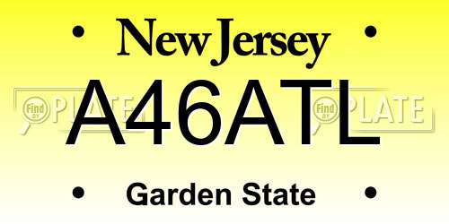 A46ATL New Jersey License Plate