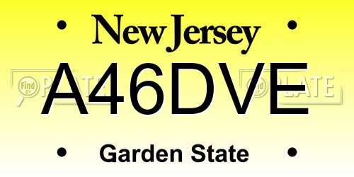 A46DVE New Jersey License Plate