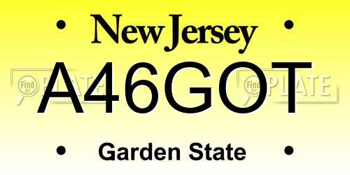 A46GOT New Jersey License Plate