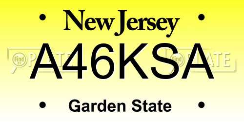 A46KSA New Jersey License Plate