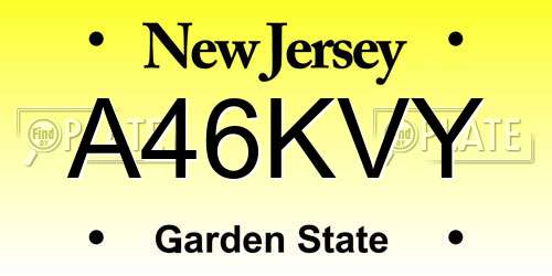 A46KVY New Jersey License Plate