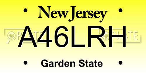A46LRH New Jersey License Plate