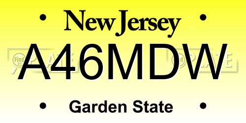A46MDW New Jersey License Plate