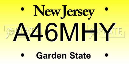 A46MHY New Jersey License Plate