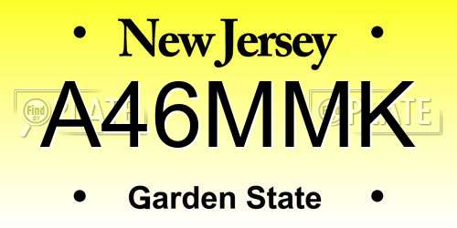 A46MMK New Jersey License Plate