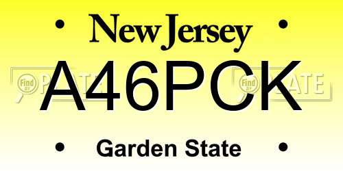 A46PCK New Jersey License Plate