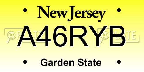 A46RYB New Jersey License Plate
