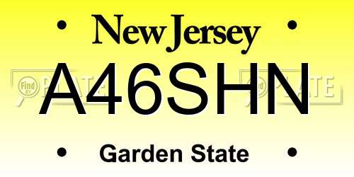 A46SHN New Jersey License Plate