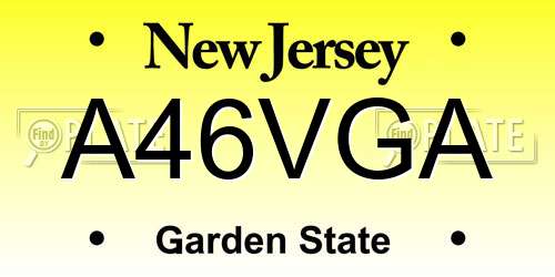 A46VGA New Jersey License Plate