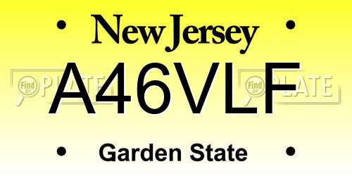A46VLF New Jersey License Plate