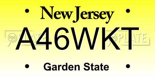 A46WKT New Jersey License Plate