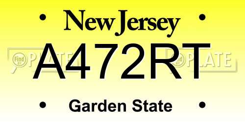 A472RT New Jersey License Plate