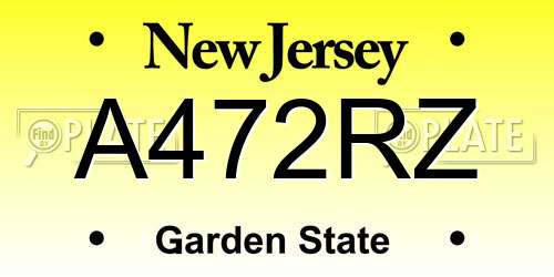 A472RZ New Jersey License Plate