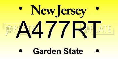 A477RT New Jersey License Plate