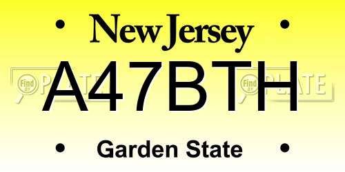 A47BTH New Jersey License Plate