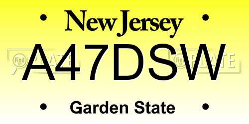 A47DSW New Jersey License Plate