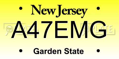 A47EMG New Jersey License Plate