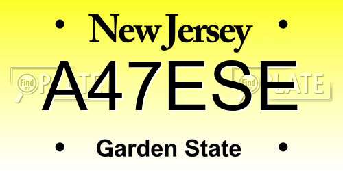 A47ESE New Jersey License Plate