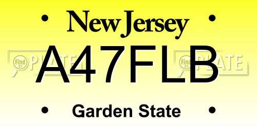 A47FLB New Jersey License Plate
