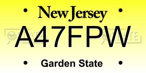 A47FPW New Jersey License Plate