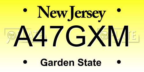 A47GXM New Jersey License Plate