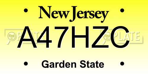 A47HZC New Jersey License Plate