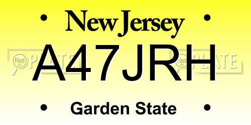 A47JRH New Jersey License Plate