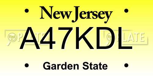 A47KDL New Jersey License Plate