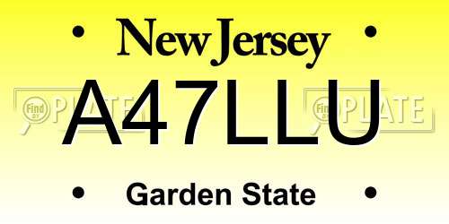 A47LLU New Jersey License Plate