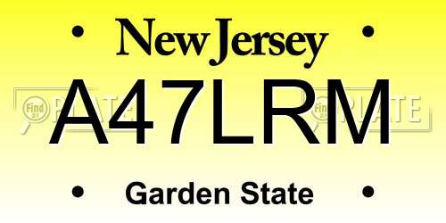A47LRM New Jersey License Plate