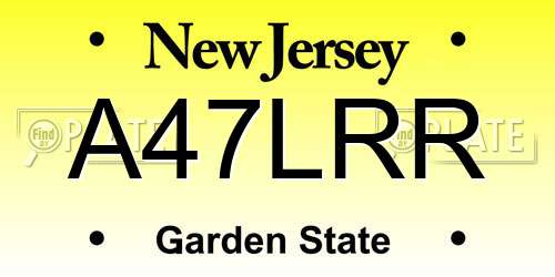 A47LRR New Jersey License Plate