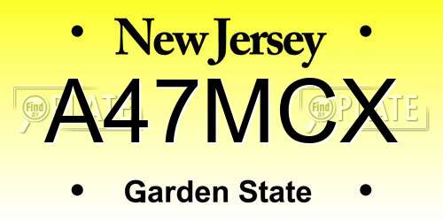 A47MCX New Jersey License Plate