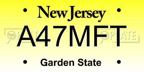 A47MFT New Jersey License Plate