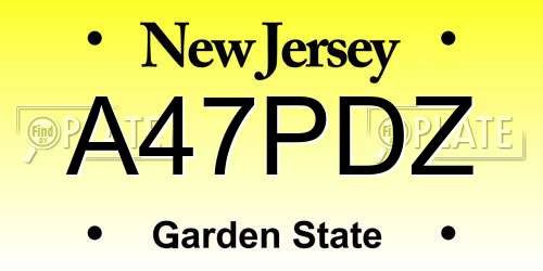 A47PDZ New Jersey License Plate