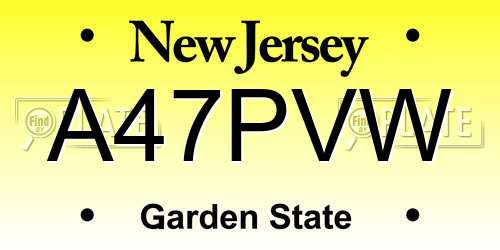 A47PVW New Jersey License Plate