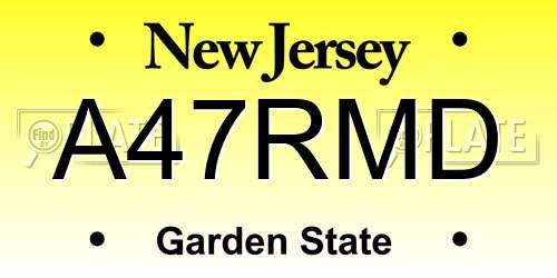 A47RMD New Jersey License Plate