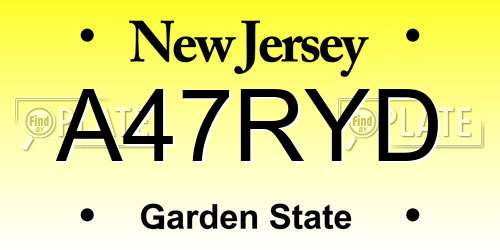 A47RYD New Jersey License Plate